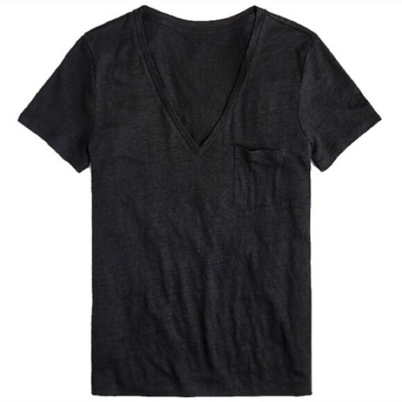 J.Crew Woman's Short Sleeve Linen V-neck T-shirt - Picture 1 of 5